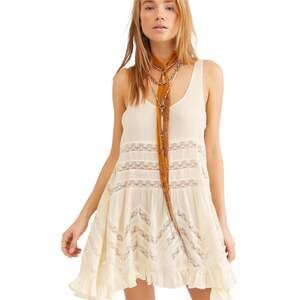 NWT Intimately Free People Voile and Lace Trapeze Slip Mini Dress in Tea Combo X